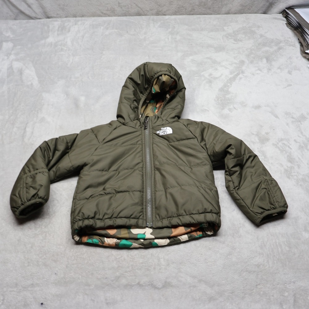 North Face Jacket Infant 12-18M Green Camo Reversible Perrito Hooded Puffer